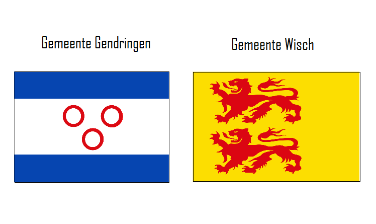 Banner met de gemeentevlaggen van Genringen en Wisch