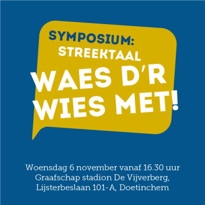 Logo van het streektaalsymposium Waes d'r wies met!